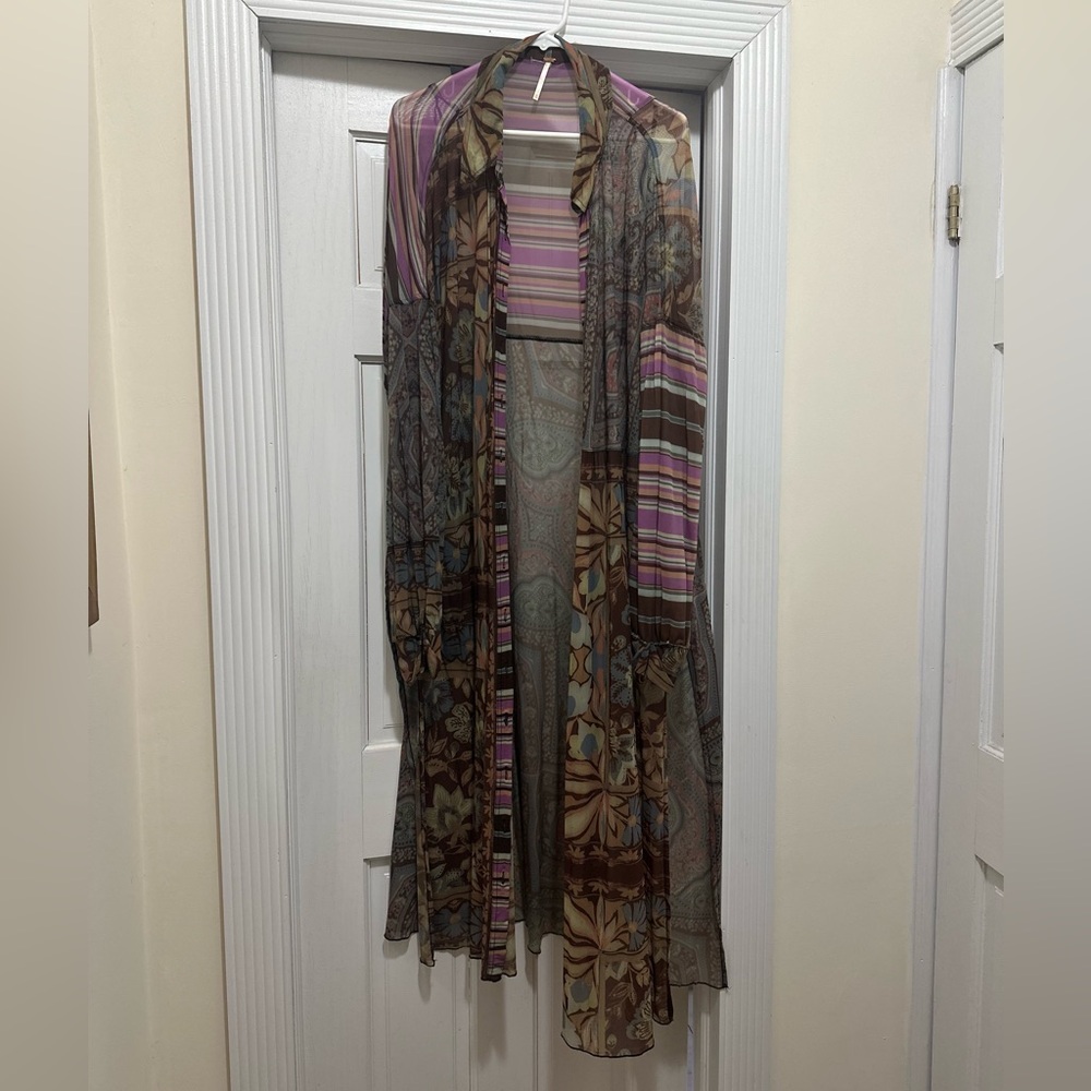 Free People Multicolor Sheer Long duster Top